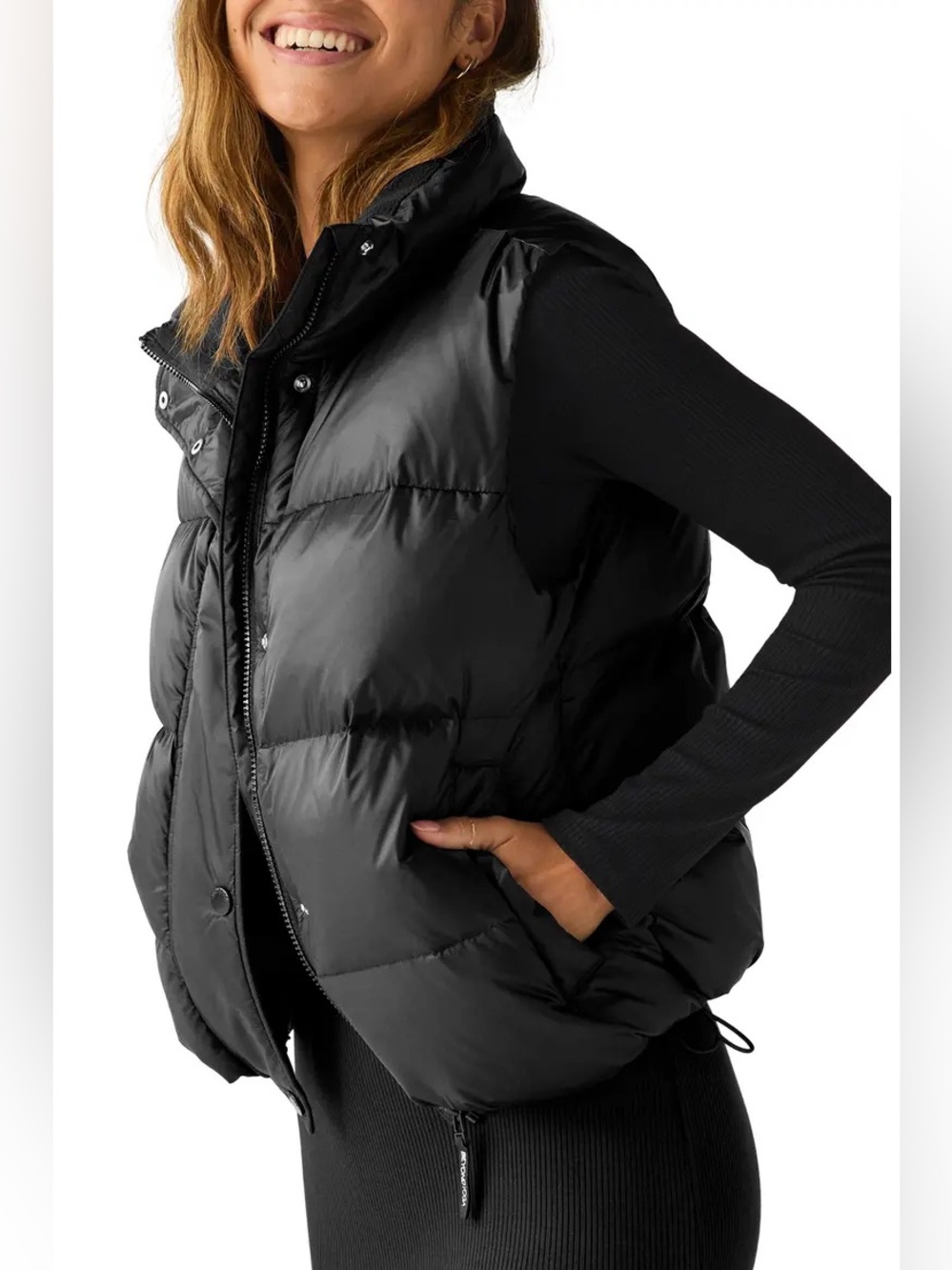 Beyond Yoga Big Cozy Puffer Vest in black NWT